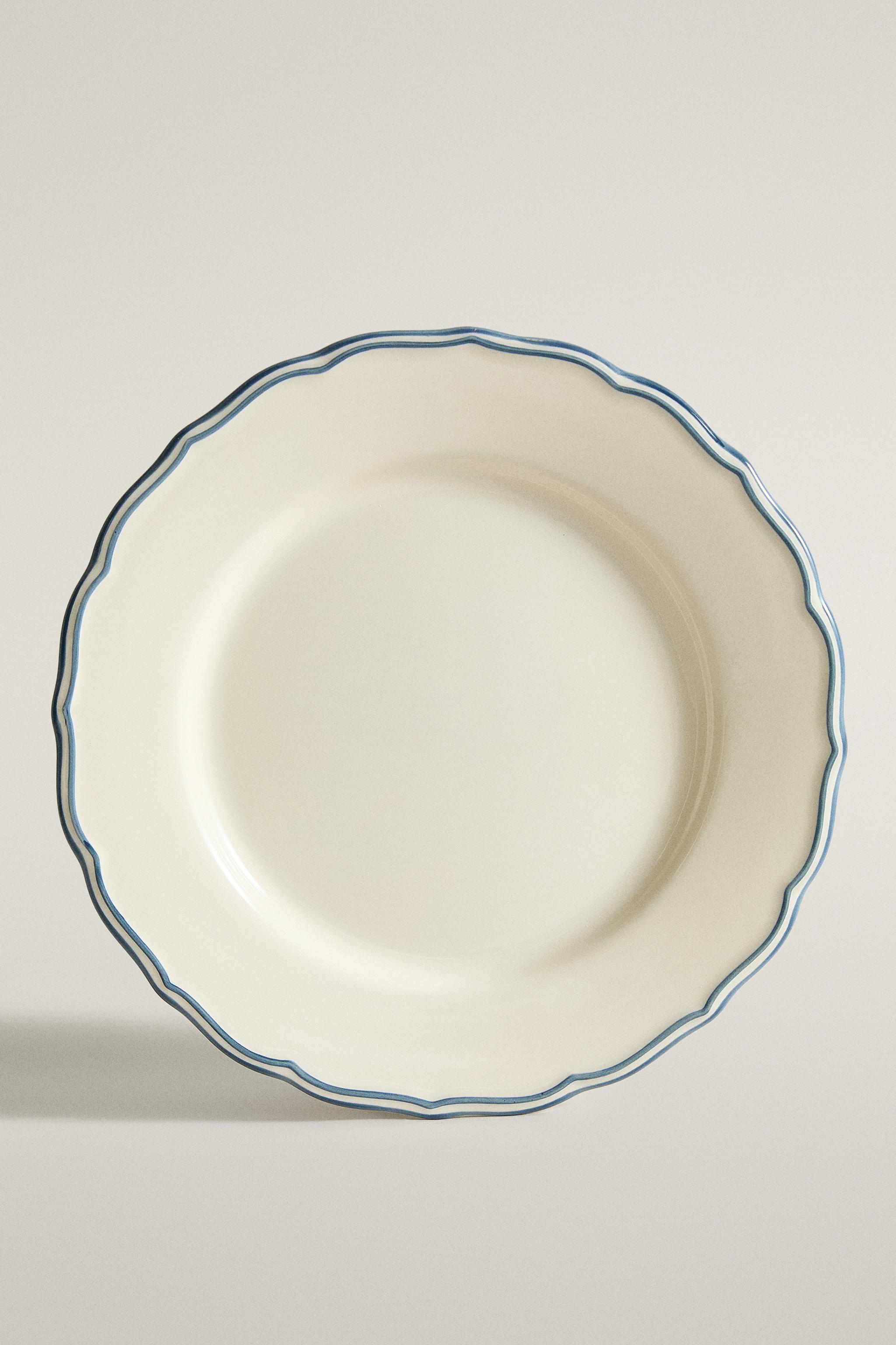 ASSIETTE PLATE FAÏENCE ONDULÉE FILET